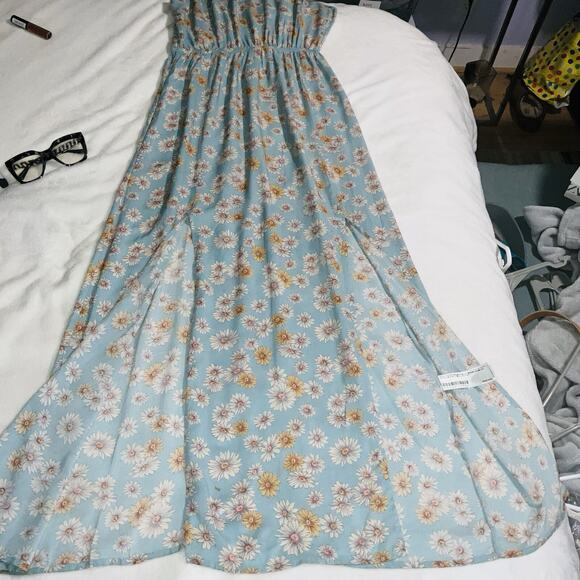 FOREVER 21 Women Blue & Off-White Floral Print A-Line Dress - Picture 6 of 10